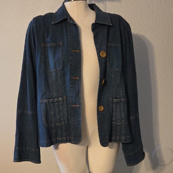 Cato Indigo Denim Jacket with Natural Buttons - Picture 2 of 4